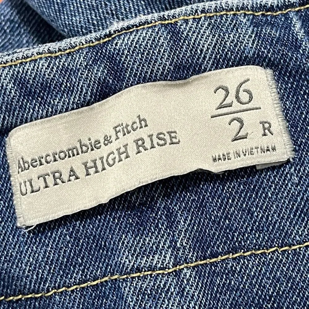 Abercrombie Fitch Womens Jeans Size 2 Blue Ultra High Rise Paperbag Raw Hem Y2K